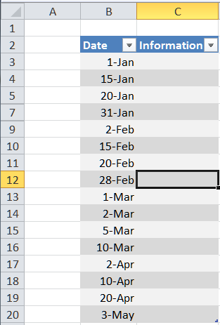 Banding Rows in an Excel Table